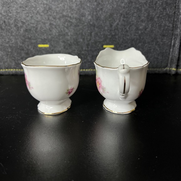 Schumann Arzberg Germany Wild Rose Pedestal Small Creamer and Open Sugar‎ - Picture 4 of 9